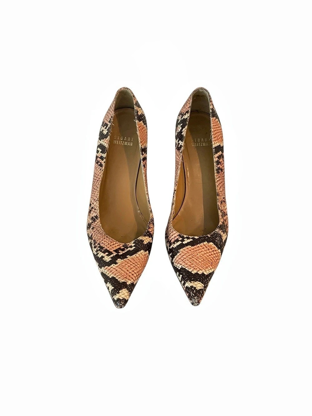 Stuart Weitzman Pointed Toe Snakeskin Heels